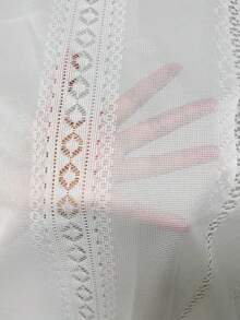 1PC Sweet French Country Lace Half Curtain, Top Rod Design - White Translucent Kitchen Short Curtain With Pink Bow Decoration, Soft Light Small Window Fabric Curtain, Suitable For Bathroom, Kitchen, Living Room And Other General Room Decor - White - View 6
