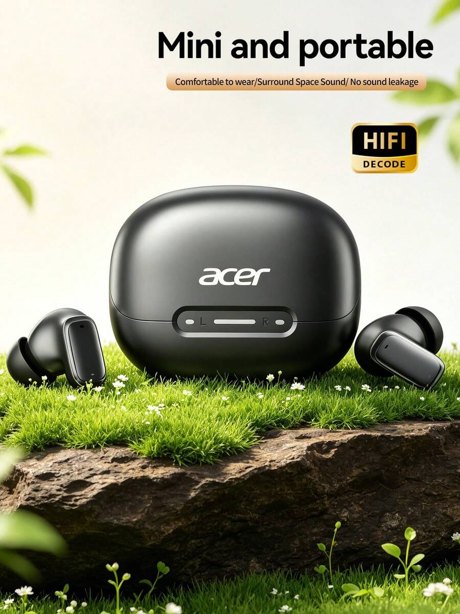 Earbud Nirkabel Bluetooth In-Ear Acer OHR824, Dilengkapi dengan Casing Pengisian Daya Mini Portabel Kapasitas Besar 400mAh, Desain Ringan, Menggunakan Teknologi Bluetooth V6.0 untuk Pemasangan Cepat, Koneksi Stabil, dan Efek Suara Stereo Surround yang Imersif - View 1