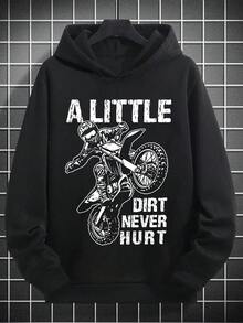 DOPE | American Vintage Off-Road Motorcycle Print Hoodie Men's Loose Fit Pullover Sweatshirt - Black - View 5