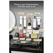 1pc 3‑Tier Drawer‑Style Desktop Storage Box,Multifunctional Vanity Organizer&Vanity Decor,Desk Organizer,Drawer Organizer For Organizers Storage,For Earrings,Lipsticks&Small Trinkets,Ideal For Bedroom Dresser,Dorm,Home Desk And Office Study Organizer - Multicolor - View 3
