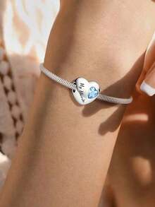 1pc Fashion Heart Moon Charm Beads Suitable For Women's Bracelet DIY Jewelry Making And Daily Matching Decoration Girls Decor - Love Month - View 3