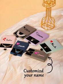 1pc Customized Slim Pull-Out Jewelry Box, Personalized Name Necklace Bracelet Pendant Storage Drawer Box, Women's Jewelry Gift Packaging Box, Suitable For Valentine's Day Christmas Birthday Anniversary Gift Packaging Storage, Wedding Bridesmaid Gift Box - Multicolor - View 1