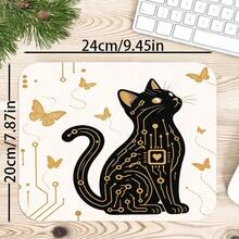 1pc Black Cat Golden Butterfly Circuit Desk Mat, Elegant Art Print Large Table Mat, Non Slip Desktop Protector For Home Office Decor - View 6