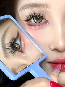 60pcs Glue-Free False Eyelashes, Korean Style, C/D Curl, No Glue Needed, Easy DIY, Beginner Friendly, Reusable, Transparent Stem With Invisible Thin Band, Suitable For Daily Commute, Dating And Various Occasions - C/D MIX - View 2
