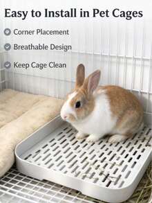 Corner Grated Small Pet Litter Box (Hollow Grate Separates Urine), Detachable And Easy To Clean Pet Toilet, Suitable For Rabbits, Guinea Pigs, And Other Small To Medium Pets, All-Season Use - White - View 1
