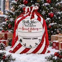 Large 27-Inch Christmas Santa Canvas Drawstring Gift Bag, Reusable Personalized Best Gift Bag For Christmas Package Storage And Christmas Party Supplies - Red - View 3