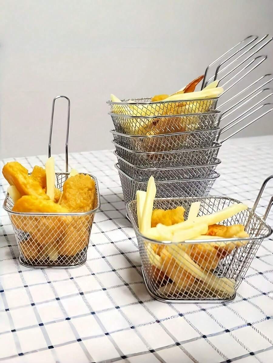 This Stainless Steel Food Frying Basket Is Perfect For Draining Food, Making It An Ideal Choice For Cafes, Restaurants, Kitchens And Other Similar Locations. - View 1