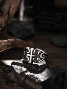925 Sterling Silver Horse And Roses & Desert Rose Western Ring Set Boho Fall Jewelry Homecoming & Thanksgiving Gift For Country Southwest Style Women - Scroll Cross Ring - View 7