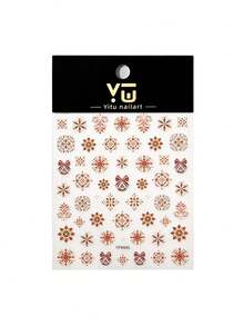 1 Sheet Embossed Christmas Badge Nail Stickers, Winter Snowflake Self-Adhesive Nail Art Decals, Autumn Winter Nail Decorations - Multicolor - View 6