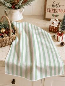 MEMNUN 2pcs Green Christmas Tree Striped Print Kitchen Towels, Polyester Dish Cloths, Suitable For Kitchen Decor, Kitchen Cleaning, Holiday Party Decoration, Kitchen & Bathroom Supplies Home Essentials, Home Decor, Housewarming Gift - Multicolor - View 4