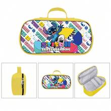 Cute Cartoon Stitch Handheld Pencil Case, Adorable Alien Elf Design, Large Capacity Stationery Storage Bag, Portable Handbag For Students' Daily School Use, Highly Attractive Cartoon Print Pencil Pouch, Can Hold Pencils, Erasers, Rulers, Multi-Layer Storage, Simple And Soft Pencil Case, Creative Stationery Storage Bag For Girls - Multicolor - View 3