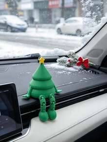 Cute Movable Joint Christmas Tree Figure, Funny Sitting Christmas Tree Decor, Car Interior Ornament & Desktop Decoration, Christmas Novelty Gift - Christmas Tree - View 3