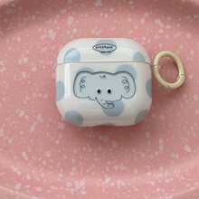Casing Earphone Motif Gajah Polkadot Biru dengan Cincin Gantung, Kompatibel dengan Apple 5/ Pro 3/Pro 2/ 4/ 3/1/2, Pelindung Minimalis Lucu untuk Wanita - Putih - View 7
