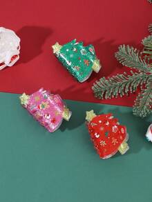1pc Christmas Tree Shape Hair Claw Clip,Sparkly Glitter Hair Grab With Gingerbread Snowman Pattern,Festive Holiday Hair For Women Xmas Party Gifts - Multicolor - View 7