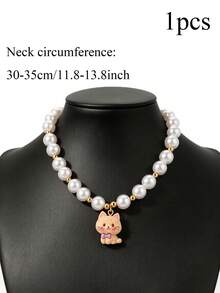 1 Adorable Faux Pearl Kitten Pendant Collar-Pet Necklace, Perfect For Everyday Wear For Kittens Cat Accessories - Multicolor - View 12
