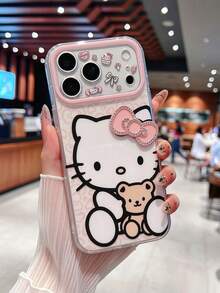 SANRIO 1pc Transparent Air Bubble European Pink 3D Bow KT Apple Phone Case Suitable For 11-18pm - Multicolor - View 4