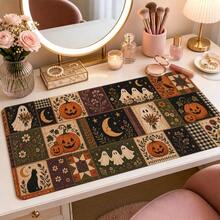 Halloween Patchwork Extended Mouse Pad, 3 Spooky Styles Available, Pumpkin Ghost Black Cat And Bat Desk Mat, Polyester Surface With Non-Slip Rubber Base For Home Office, Dorm, Study And Gaming, 3 Sizes Available - View 8