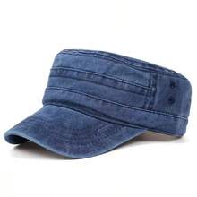 1pc Washed Distressed Military Cap, Vintage Casual Outdoor Sun Hat, Unisex - A - View 9