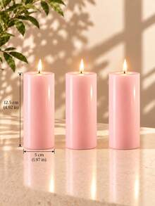 7/6/5/4/3pcs (1 Set) Pink Pillar Candles, Multiple Sizes Set Combination, Home Decor, Suitable For Home Decoration Living Room Bedroom Dining Table Entryway Counter Wedding Scene Arrangement, Tabletop Center Decoration, Holiday Scene Center Arrangement, Candle Enthusiasts, Photographer Props. - Minimalist Pillar Candle - View 20
