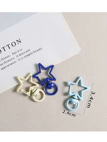 8/16/32pcs Colorful Painted Star Snap Metal Keychains, DIY Jewelry Accessories Connector Rings Small Pendants Mixed Color Pack - Colorful Star Snap Buttons - View 3