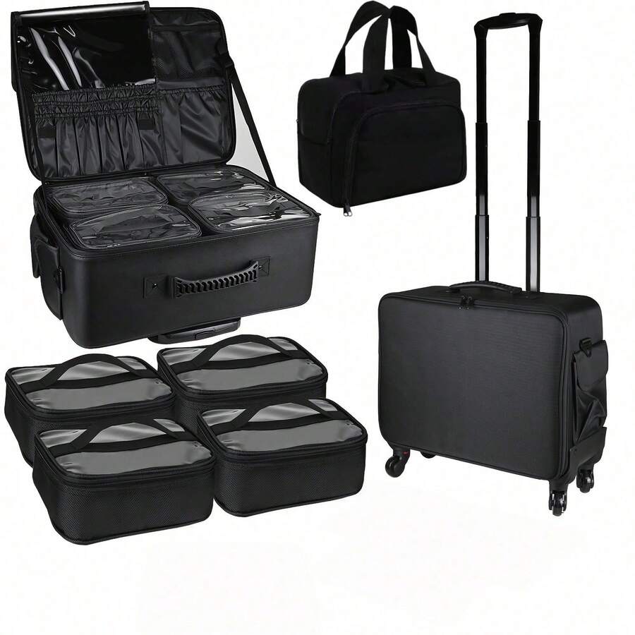 Professional Large Capacity Rolling Makeup Case, For Storing Eyelash Extension Supplies, Nail Art Tools And Cosmetics - Multicolor - View 1