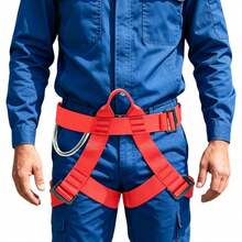 Climbing Harness Red Polyester Stainless Steel Adjustable Safety Belt For Rock Climbing Tree Work Rescue - Red - View 5