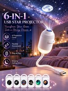 Multi-Pack USB Starry Sky Galaxy Projector Light, 360° Rotating Mini LED Portable Night Light, Adjustable Brightness, Touch Control, USB Powered, Suitable For Bedroom Ceiling, Wall And Romantic Atmosphere Decoration - Multicolor - View 2