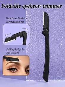 3pcs Eyebrow Trimmer Set, Stainless Steel Blade Precise Eyebrow Shaping, Portable Facial Hair Razor With Protective Cap, Makeup Skincare Tool, Suitable For Beginners - Multicolor - View 13