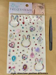 1pc Shiny Colorful Acrylic Gemstone Decor Sticker Set Rabbit Bow Water Drop Heart Rhinestone Stickers 3D Self-Adhesive Decorative Stickers With Tweezers Suitable For Phone Case, Insulated Cup, Earphone Case, Photo Album, Notebook, Gift Box Packaging Creative Diamond Stickers - one-size - View 15