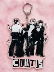1pc/6pcs K-Pop Group CO-RTIS Aesthetic Acrylic Keychains, Popular Boy Band CO-RTIS Visual Series Including Red Large Letter Five-Member Photo, Black & White Vintage Style Member Group Photo, Backpack & Car Key Accessories, Gift For CO-RTIS Fans & K-Pop Music Lovers - Multicolor - View 11