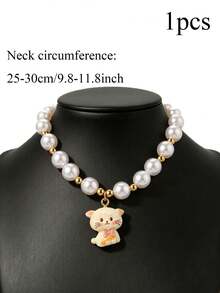 1 Adorable Faux Pearl Kitten Pendant Collar-Pet Necklace, Perfect For Everyday Wear For Kittens Cat Accessories - Multicolor - View 16