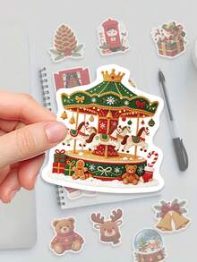 50pcs Christmas PVC Stickers Are Suitable For Bullet Journals, Laptops, Cell Phones, Suitcases, Pencil Cases, And More. They Make Great Cycling Decals And Are Perfect As Party Favors Or Rewards. - A - View 6