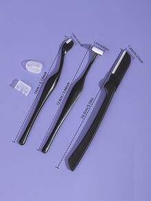 3pcs Eyebrow Trimmer Set, Stainless Steel Blade Precise Eyebrow Shaping, Portable Facial Hair Razor With Protective Cap, Makeup Skincare Tool, Suitable For Beginners - Multicolor - View 3