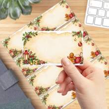 50pcs Christmas Blank Message Cards, Vintage Holiday Writable Small Cards With Gingerbread, Holly & Festive Designs, Christmas Gift Cards, Thank You Cards, Christmas Blank Note Cards - A - View 4