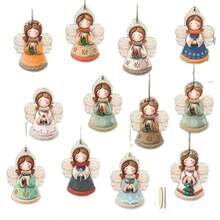 Christmas Tree Decoration DIY Christmas Angel Wooden Hanging Ornament Creative Christmas Tree Decor Hanging Pendant Atmosphere Decoration - Multicolor - View 5