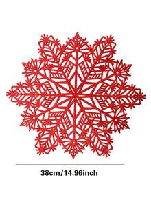 1/4/6pcs Christmas Snowflake Placemats, PVC Material, Suitable For Christmas Table Decoration, Vase Mat, Christmas Table Snowflake Decoration Protective Mat - Multicolor - View 8