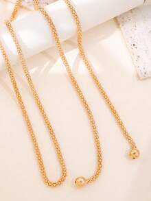 1pc Fashion Casual Minimalist Multi-Layer Wrap Long Necklace For Women Beads Chain Choker Party Jewelry Accessories ﻿ - Yellow Gold - View 3