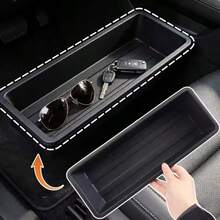 1pc Car Seat Under Storage Box, Fits Most Car Models, Front And Rear Seat Space Organizer, Hidden Tray, Efficient Car Parts Storage, Car Storage Box - Solid Black - View 4