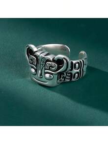 1pc Vintage Retro Style Cracked Pupil Texture Inlaid With Glass Demon Pupil Ring For Men And Women - Multicolor - View 1