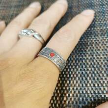 1pc Vintage Retro Style Cracked Pupil Texture Inlaid With Glass Demon Pupil Ring For Men And Women - Multicolor - View 3