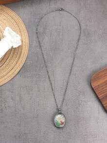 Natural Floral Series Charming Necklace, Handmade Epoxy Resin Pressed Flower Chain Necklace, Unique Real Flower Jewelry - Antique Silver - View 6