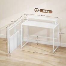 Folding Computer Desk With Monitor Stand, 100 X 48 X 87.5 Cm - White - View 3