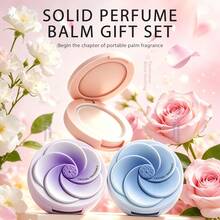Set Hadiah Balm Parfum Padat untuk Wanita, Parfum Padat Portabel dengan Aroma Tahan Lama, Desain Kompak Berbentuk Bunga yang Elegan, Hadiah Ideal untuk Ulang Tahun & Hari Jadi - Set Balsam Parfum Padat - View 1