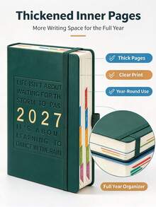 1pc 2027 Planner, 7 Colors Available, A5 PU Leather Cover, Daily Planning & Goal Tracking, Suitable For Study & Office - Multi-color - View 3