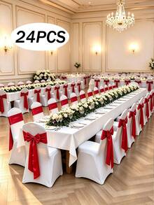 14色緞面椅帶 15x260cm 優雅蝴蝶結椅緞帶，適用於婚禮宴會派對活動接待酒店椅套裝飾 - 紅色 - 查看 12