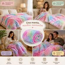 Multicolor Long Pile Blanket For Bed And Sofa, Soft And Fluffy 160x220 Cm Throw, Reversible Bedspread With Warm And Cozy Design For Your Home - Multicolor - View 8
