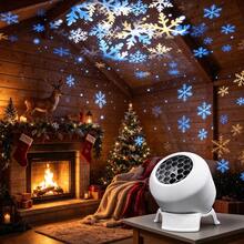 Đèn chiếu hình bông tuyết Giáng Sinh, đèn chiếu sao LED xoay 360°, dùng nguồn USB, đèn trang trí lễ hội trong nhà cho phòng ngủ, tiệc tùng, năm mới - Hoa tuyết - Xem 2