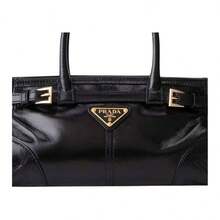PRADA Bonnie Mini Leather Handbag With Geometric Design And Metal Triangle Logo For Women - Black - View 5