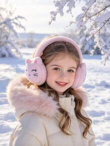 Autumn/Winter Warm Plush Ear Muffs, Cute Plush Cartoon Cat Ear Muffs, Cold-Proof Ear Protection - Multicolor - View 2