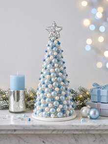 1pc DIY Beaded Christmas Tree Kit – Gold And White Pearl & Crystal Bead Craft Set; Handmade Tabletop Christmas Decoration For Home Mantels, Festive Craft Gifts, And Christmas Presents. - Multiple Styles - View 8